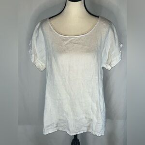 Terzo Millennio Made In Italy 100% Linen Tunic Top Blouse w/Button Back